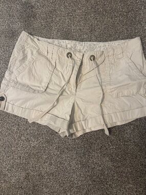 LOFT Cream Utility Drawstring Shorts